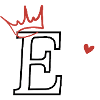 Letter e crown heart