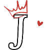 Letter j Crown Heart