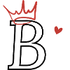 Letter B Crown Heart