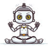 Small robot in lotus position