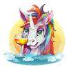 Buntes Einhorn mit Wein