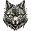 Wolf Head Ink Engraved