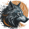Black Wolf Under Golden Moon