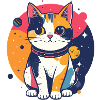 Space Cat Farveverden Kat Kærlighed Pop Art-motiv