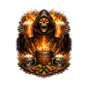 Grim Reaper at the fire barrel