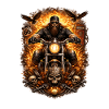 Flame Biker Skull