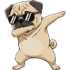 Cool Dabbing Pug Sunglasses Cartoon Art