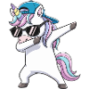 Coole Dabbing Einhorn-Sonnenbrille Cartoon-Kunst