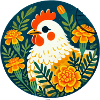 Sonnenhühner zwischen kräftigen Blumen
