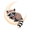 Lunar raccoon on the crescent