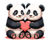 Panda Heart Duo Cuddle Time