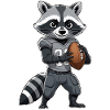 Raccoon Football Hero in Grey