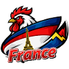 French rooster with Eiffel Tower flag