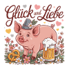 Glück und Liebe Schwein mit Bier