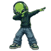 Dabbing Alien – Funny Sci-Fi Cartoon Motif