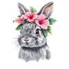 Rabbit with flower wreath