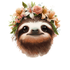 Flower Wreath Sloth Portrait