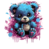Blue Cuddly Bear Graffiti Pop