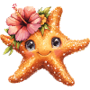 Sweet starfish with hibiscus flower