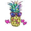 Bunte Ananas mit Sonnenbrille