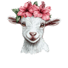 Goat with hibiscus wreath