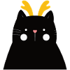 Black cat with golden antlers