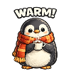 Warming penguin with coffee