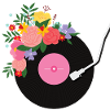 Disque vinyle fleuri