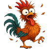 Crazy Chicken Cartoon Funny Animal Design