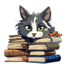 Book Stack Cat Bibliophile