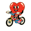 Heart on Bicycle Cartoon