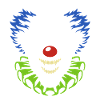 Payaso demoníaco con un disfraz sonriente