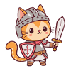 Chat chevalier kawaii avec épée