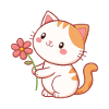 Süße Katze hält eine Blume