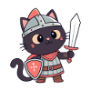 Chat Chevalier: épée et écu mignon