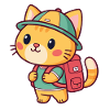Explorer cat with backpack
