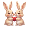 Twin Bunny Heart Joy