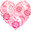 Cœur Romantique Dragon Roses et Amour