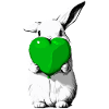 Bunny with green heart balloon