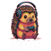 Gamer hedgehog with headphones