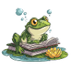 Frosch-Lese-Teich-Bibliothekar-Humor-Lesung