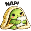 Cuddly turtle under blanket