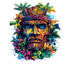 Tiki Tropenmaske Neonfarben