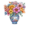 Blumenstrauß in blauer Delft-Vase