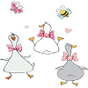 funny geese with butterfly and bee