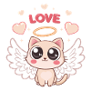 Winged Angelica Cat and Heart