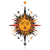 Solstjerne Talismanmønster Sol Månestjerner