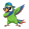 Cool Dabbing Parrot Sunglasses Cartoon Art