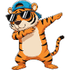 Cool Dabbing Tiger Sunglasses Cartoon Art