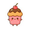 Kawaii pink chocolate cupcake